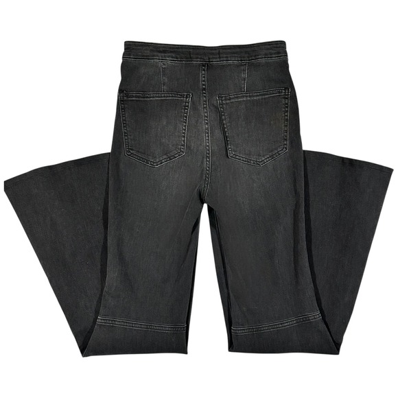 Free People Black Charcoal Grey High Rise Bell Bottom Flare Jeans 27 Retro 70s - Picture 14 of 16